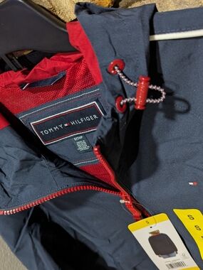 Tommy Hilfiger Navy Jacket with Red Trim and Logo